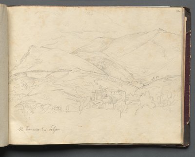 Album mit Ansichten von Rom und Umgebung, Landschaftsstudien, Seite 34a: St. Francesco von Franz Johann Heinrich Nadorp