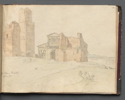 Album mit Ansichten von Rom und Umgebung, Landschaftsstudien, Seite 41a: St. Pietro, Toscanella von Franz Johann Heinrich Nadorp