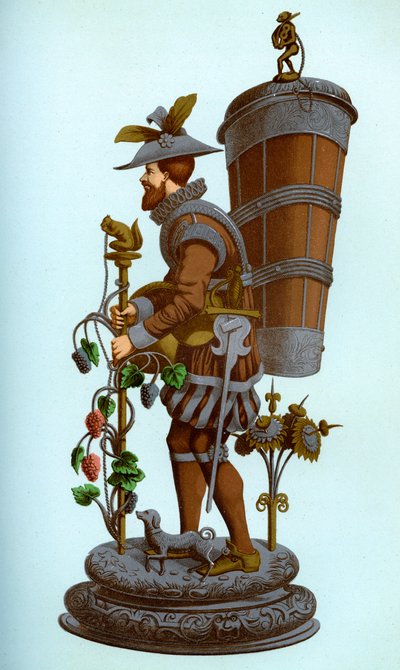 Deutsches Tischornament aus emailliertem und vergoldetem Kupfer, späte 16. Jahrhundert, 1870 von Franz Kellerhoven