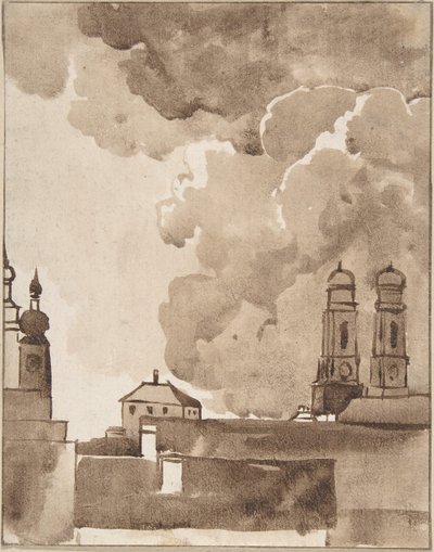 Ansicht von München mit Marienkirche rechts von Franz Kobell