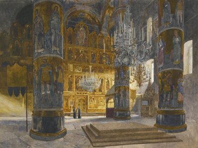 Innenraum der Kathedrale der Entschlafung im Moskauer Kreml, 1898 von Franz Kopallik