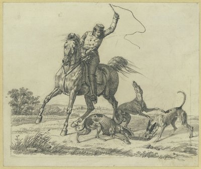 Reiter und vier Hunde, einen Hasen zerrend von Franz Krüger
