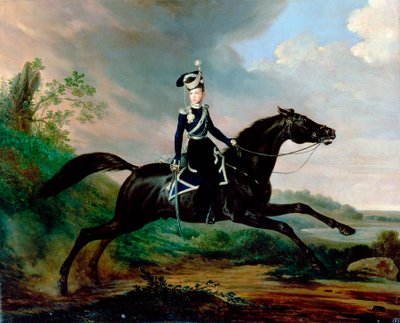Reiterporträt von Großfürst Alexander Nikolajewitsch, 1818-1881, 1832 von Franz Kruguer