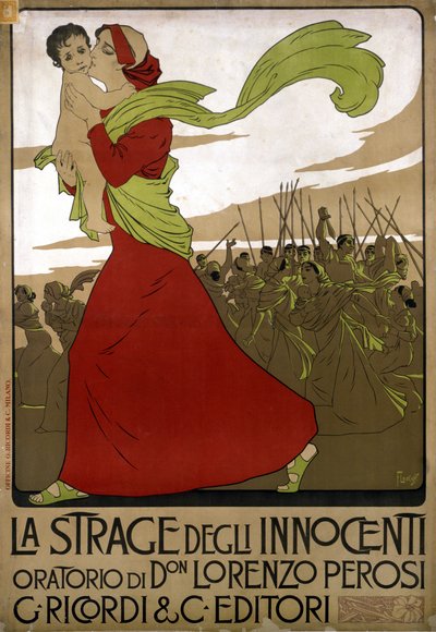 Plakat für „La strage degli innocenti“, Oratorium des italienischen Komponisten Don Lorenzo Perosi (1872-1956). Zeichnung von F. Laskoff von Franz Laskoff