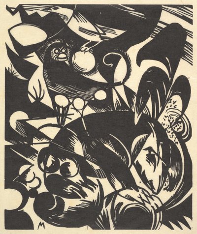 Schöpfung I aus dem Portfolio Neue Eu..., 1914 posthum gedruckt 1921 und veröffentlicht 1922 von Franz Marc