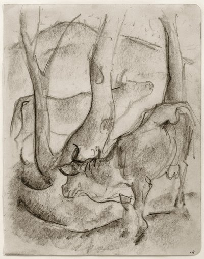 Zwei Kühe unter Bäumen von Franz Marc