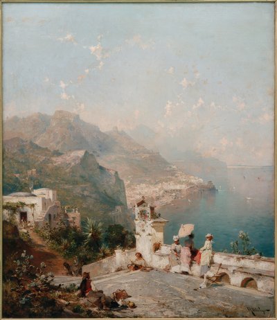 Elegante Damen überblicken den Golf von Salerno von Franz Richard Unterberger