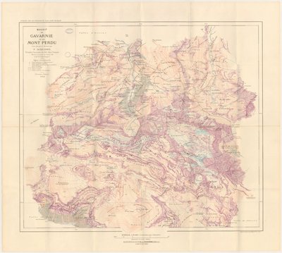Karte des Massivs von Gavarnie und des verlorenen Berges, herausgegeben 1914 von Franz Schrader