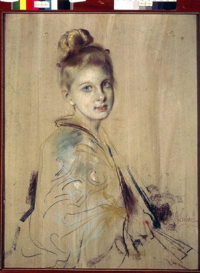 Mädchen mit einem Fächer von Franz Seraph von Lenbach