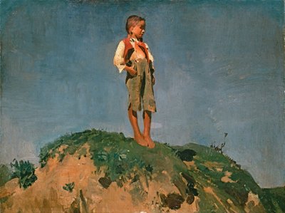 Hirtenjunge auf einem Grasberg, um 1859 von Franz Seraph von Lenbach