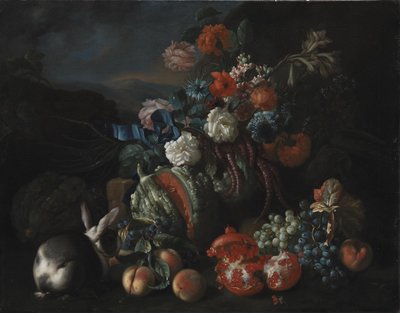 Steinbasis mit Blumen und Früchten von Franz Werner Tamm
