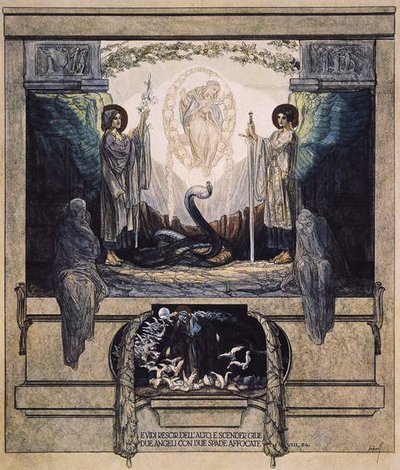 Illustration aus Dantes Göttlicher Komödie, Fegefeuer, Gesang VIII: 24, 1921 von Franz von Bayros