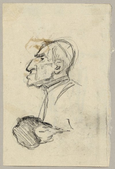 Porträtstudie eines Kardinals, verso: Maultier in Rückenansicht (?) von Franz von Lenbach