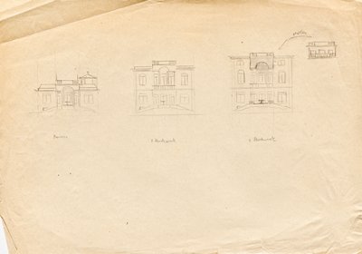 Entwurfsskizzen zu Matschs Ateliervilla - Gartenfassade von Franz von Matsch