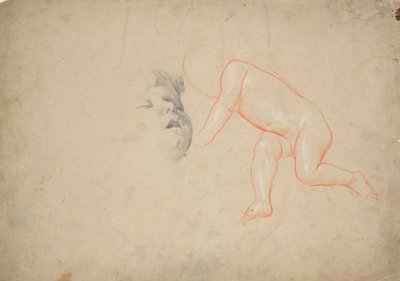 Studien eines Kleinkindes, eines Kleinkinderkopfes schlafend, eines Frauenkopfes von Franz von Matsch