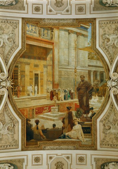 Wiener Burgtheater, Treppenhaus: Deckenfresko Dionysos-Theater in Athen von Franz von Matsch