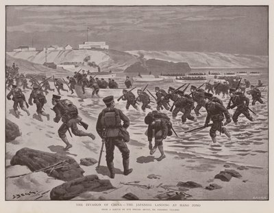 Die Invasion Chinas, die japanische Landung bei Hano Zono von Frederic (after) Villiers