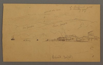 Bucht mit Häusern, Berge im Hintergrund von Frederic Edwin Church