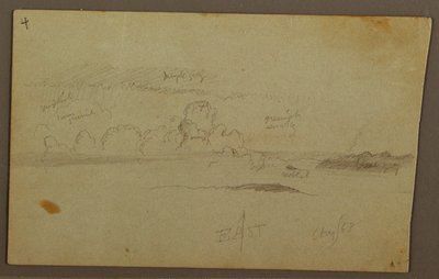 Zeichnung, Wolken über Hügelkette, 1863 von Frederic Edwin Church