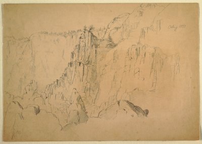 Zeichnung, Küste mit steilen Felsen, August 1885 von Frederic Edwin Church