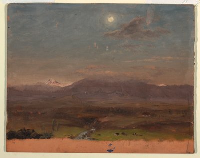 Zeichnung, Kolumbien oder Ecuador, Berge, Mondlicht, 1853 oder 1857 von Frederic Edwin Church