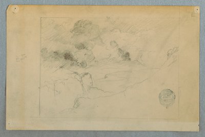 Ferne Ansicht des ausbrechenden Vulkans Sangay, Ecuador, 1857–62 von Frederic Edwin Church