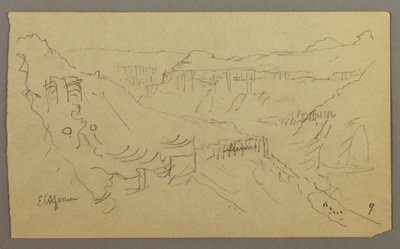 El Yemen Tal, Arabien: Blick auf das gewundene Tal mit einer Karawane, 20. Februar 1868 von Frederic Edwin Church
