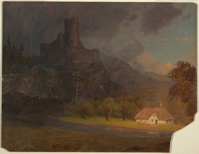 Zeichnung, Englisches Schloss und Cottage, ca. 1844 von Frederic Edwin Church