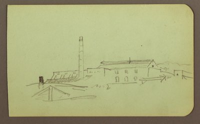Zeichnung, Fabrik; Verso: Figuren, 1883 von Frederic Edwin Church