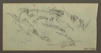 Zeichnung, Figurenstudie, Gebirgskette, möglicherweise 1868 von Frederic Edwin Church