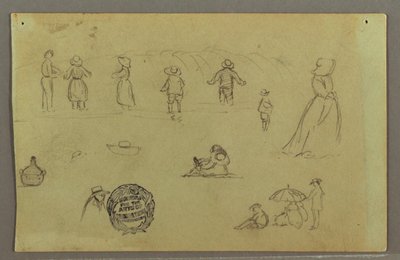Zeichnung, Figurenstudien am Strand, möglicherweise 1857–58 von Frederic Edwin Church