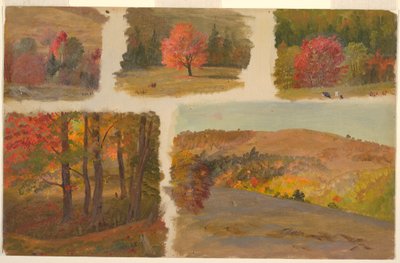 Fünf Studien einer Herbstlandschaft, möglicherweise Vermont, Oktober 1865 von Frederic Edwin Church