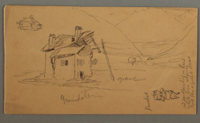Halbverfallenes Haus im Tal, zwei Figuren von Frederic Edwin Church
