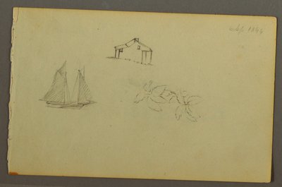 Haus, Segelboot, Pflanze von Frederic Edwin Church