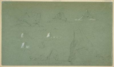 Zeichnung, Eisberge, 7. und 9. Juli 1859 von Frederic Edwin Church