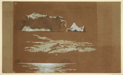 Zeichnung, Eisberge nahe Kap St. John und Gull Island, Neufundland, 4. Juli 1859 von Frederic Edwin Church