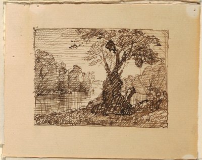 Zeichnung, Imaginäre Flusslandschaft, ca. 1870–73 von Frederic Edwin Church