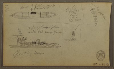 Zeichnung, Landschaft; Rückseite: Boot, Botanische Skizzen, 1857 von Frederic Edwin Church
