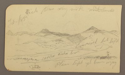 Zeichnung, Landschaft, Häuser; Rückseite: Baumwipfel, Februar 1885 von Frederic Edwin Church