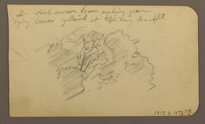 Zeichnung, Landschaft, Häuser; Rückseite: Baumwipfel, Februar 1885 von Frederic Edwin Church