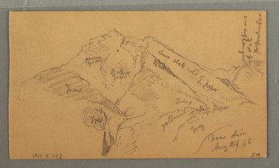 Zeichnung, Mittelalterliche Burg, Hauskaskade, 24. August 1868 von Frederic Edwin Church