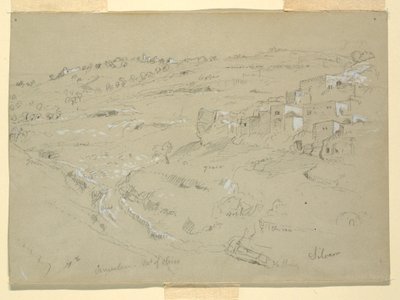 Zeichnung, Ölberg, Bethanien, Siloah und Jerusalem, Palästina, 7. und 10. Februar 1868 von Frederic Edwin Church