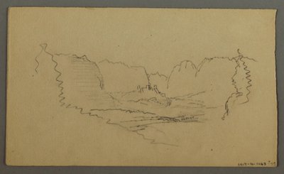 Zeichnung, Berggipfel, Wegesrand-Schrein, August 1868 von Frederic Edwin Church