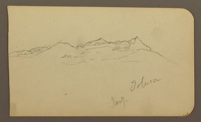 Zeichnung, Gebirgskette, Toluca; Rückseite: Kirchturm, Gebirgsketten, Toluca, 7. Januar 1885 von Frederic Edwin Church