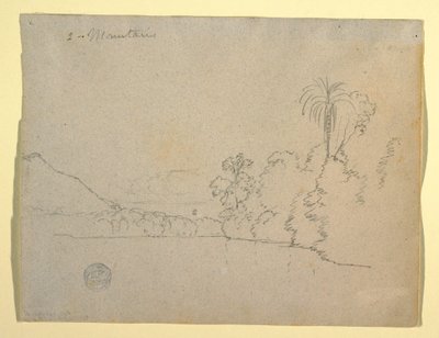 Zeichnung, Bergige Küste einer Bucht, Südamerika, 1853 von Frederic Edwin Church