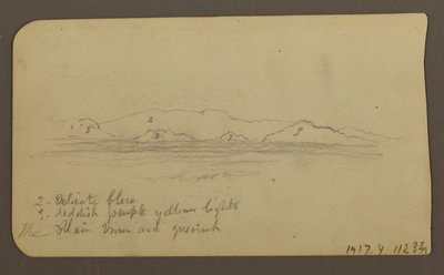 Zeichnung, Berge; Rückseite: Vorgebirge & Gebirgskette, 21. Dezember 1885 von Frederic Edwin Church