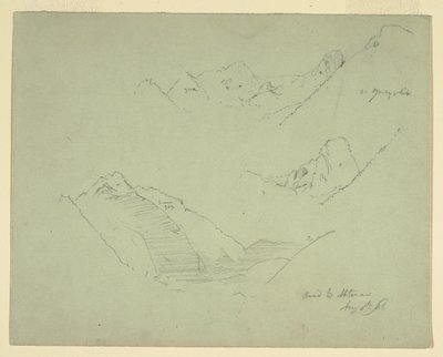 Zeichnung, Berge in der Nähe von Abtenau, Salzkammergut, 5. August 1868 von Frederic Edwin Church