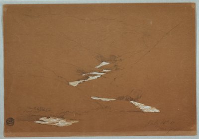 Zeichnung, Enges Bergtal mit Kaskadenbach in der Nähe von Ysapan, Ecuador, 12. Juli 1857 von Frederic Edwin Church