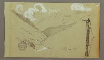 Zeichnung, Enges Tal, Gebäude, 11. September 1803 von Frederic Edwin Church