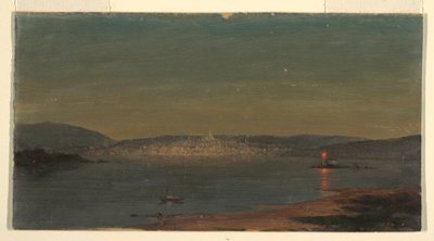Zeichnung, Nachtansicht eines Hafens, wahrscheinlich 1868–69 von Frederic Edwin Church